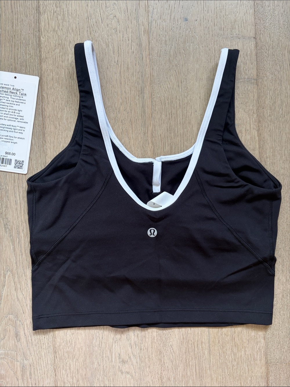 EUC align notched neck tank black/white size 6 lululemon - Picture 5 of 14